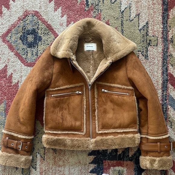 Stradivarius Brown Shearling Jacket - Picture 2 of 5